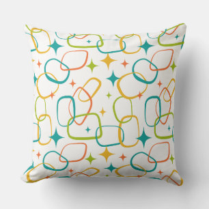 Atomic Age Mid-Century Modern Geometric Sparkle Pi Throw Pillow