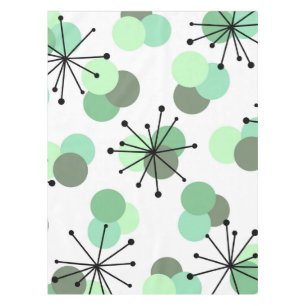 Atomic Age Molecules Mint Green Tablecloth