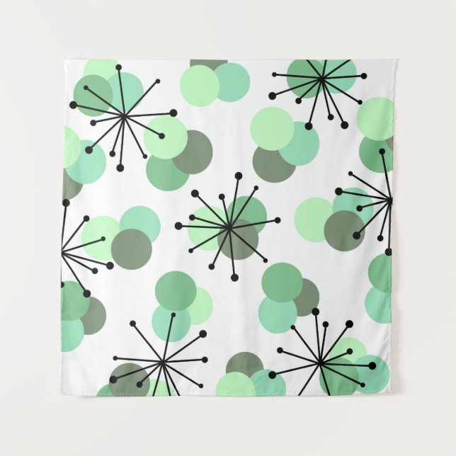 Atomic Age Molecules Mint Green Tapestry (Front)