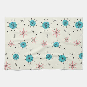 Atomic Age Planets Starbursts Kitchen Towel
