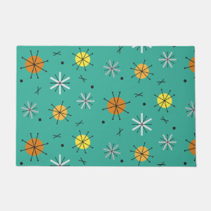 Atomic Age Planets Starbursts Turquoise Doormat