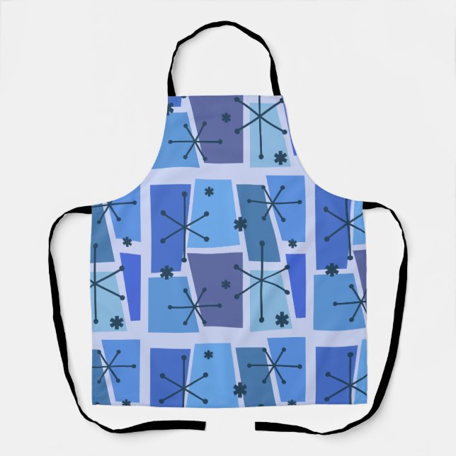 Atomic Age Pop Art Blue Apron (Front)