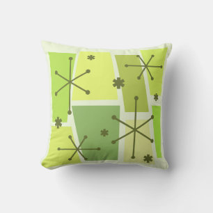 Atomic Age Pop Art Chartreuse Throw Pillow
