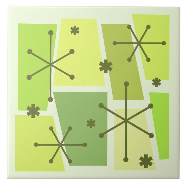 Atomic Age Pop Art Chartreuse Tile (Front)