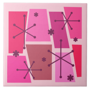 Atomic Age Pop Art Hot Pink Tile