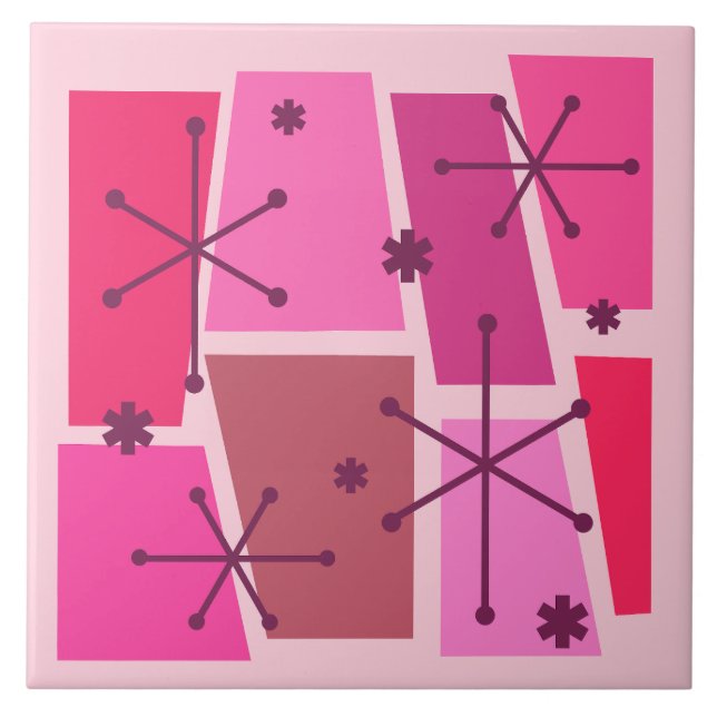 Atomic Age Pop Art Hot Pink Tile (Front)