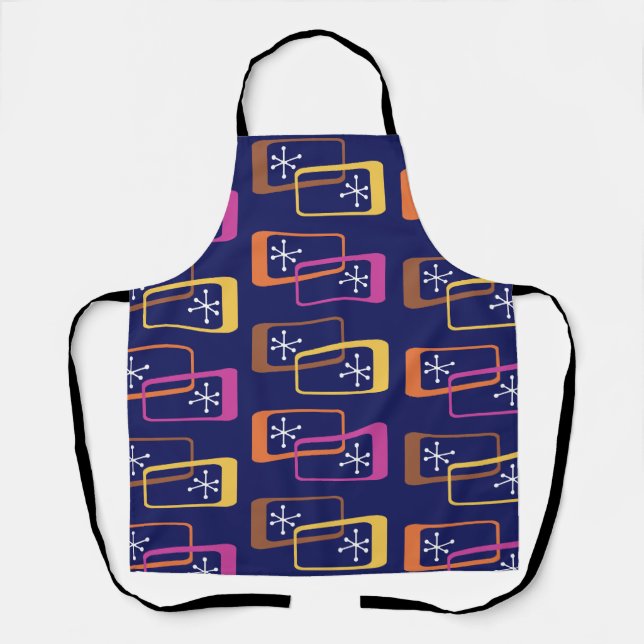 Atomic Age Rectangles Purple Colourful Apron (Front)
