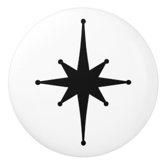 Atomic Age Retro 50s Starburst Single in Black Ceramic Knob