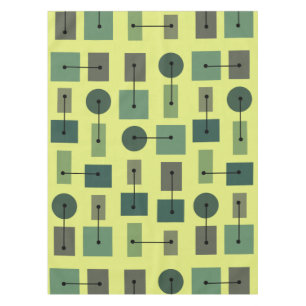 Atomic Age Simple Shapes Chartreuse Tablecloth