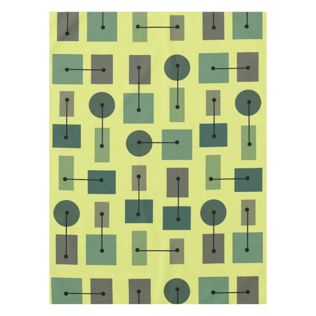 Atomic Age Simple Shapes Chartreuse Tablecloth (Front)