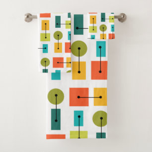 Atomic Age Simple Shapes Multicolored Bath Towel Set