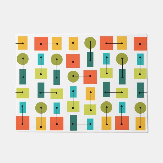 Atomic Age Simple Shapes Multicolored Doormat (Front)