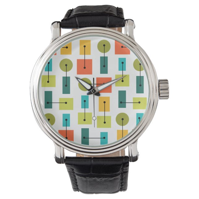 Atomic Age Simple Shapes Multicolored Watch (Front)