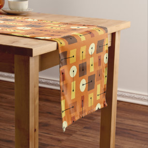 Atomic Age Simple Shapes Orange Short Table Runner