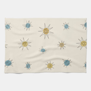 Atomic Age Sputnik Starburst Planets Kitchen Towel