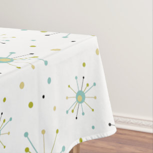 Atomic Age Starburst Pattern Mid Century Modern Tablecloth