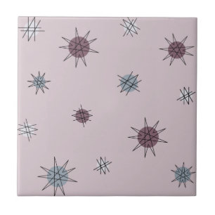 Atomic Age Starburst Planets Light Purple Tile