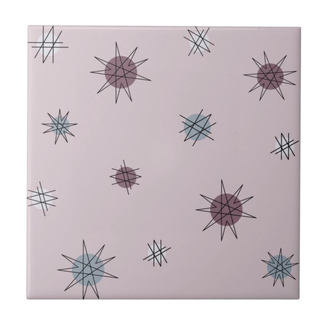 Atomic Age Starburst Planets Light Purple Tile (Front)