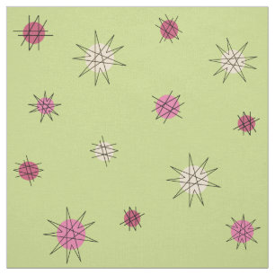 Atomic Age Starburst Planets Lime Green Fabric