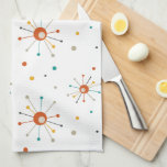 Atomic Age Starburst Polka Dots Mid-century Modern Kitchen Towel<br><div class="desc">Add a pop of color to your kitchen with this cute atomic starburst and dots pattern kitchen towel. It features the colors of turquoise blue,  burnt orange,  yellow,  tan,  and dark gray. It's a great way to add a little fun to your kitchen decor!</div>