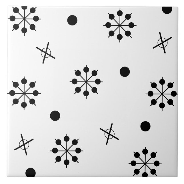 Atomic Age Starbursts Black White 1 Tile (Front)