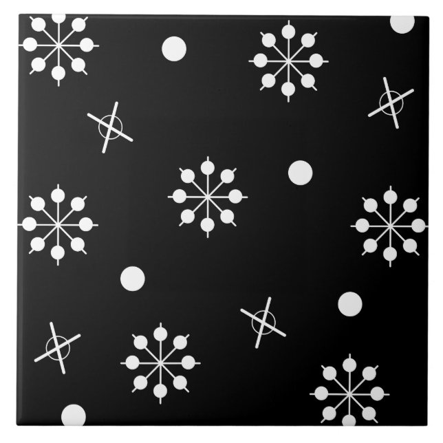 Atomic Age Starbursts Black White 2 Tile (Front)