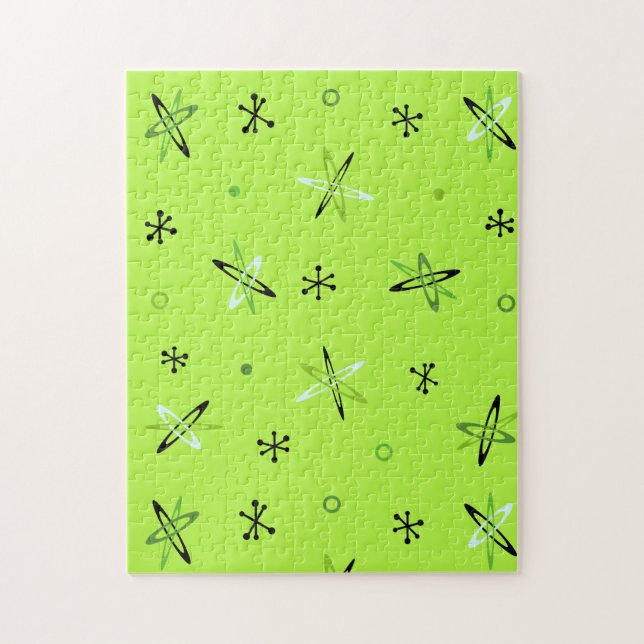 Atomic Age Starbursts Chartreuse Jigsaw Puzzle (Vertical)