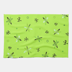 Atomic Age Starbursts Chartreuse Kitchen Towel