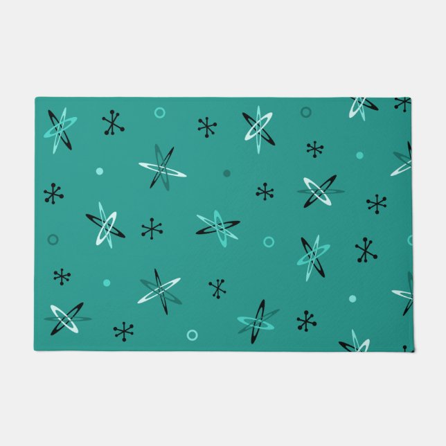 Atomic Age Starbursts Teal Doormat (Front)