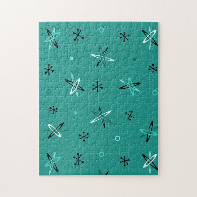Atomic Age Starbursts Teal Jigsaw Puzzle (Vertical)