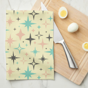 Atomic Age Stars on Yellow Mid Century Kitchen Towel