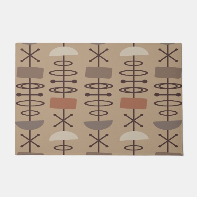 Atomic Age Symbols Earth Tones Doormat (Front)