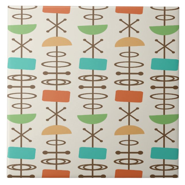 Atomic Age Symbols Multicolored Tile (Front)