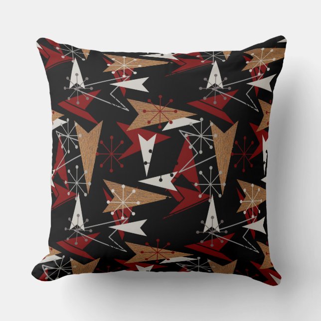 Atomic Arrows | Mid-Century Modern | Fifties Style Throw Pillow (Front)