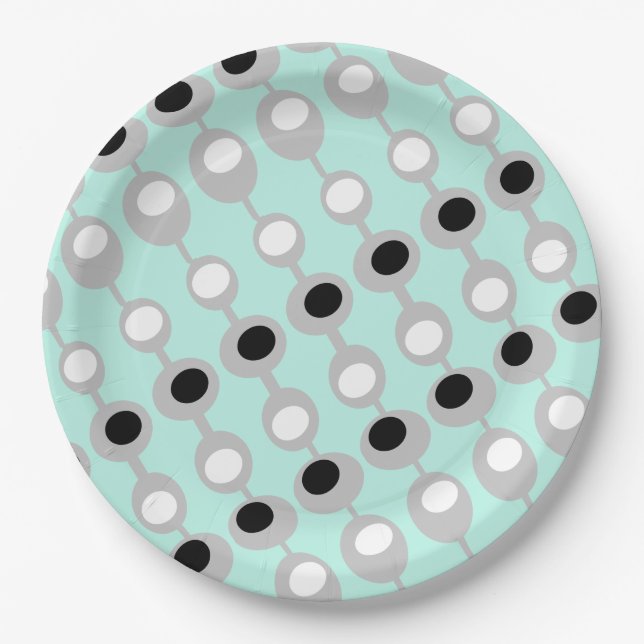 Atomic Baubles Turquoise White Grey Paper Plate (Front)