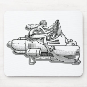 Atomic Biker Chick Mouse Pad