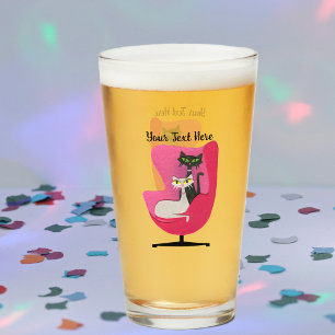 Atomic Black and White Cats in Vintage Pink Chair Glass