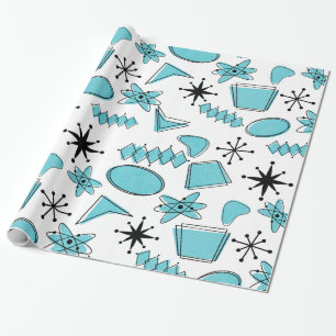 Atomic Blue and Black on White Large Scale Wrapping Paper