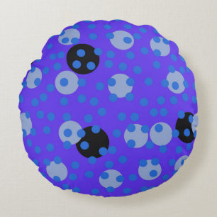 Atomic Blueberry - Retro Polka Dot Dream Round Pillow