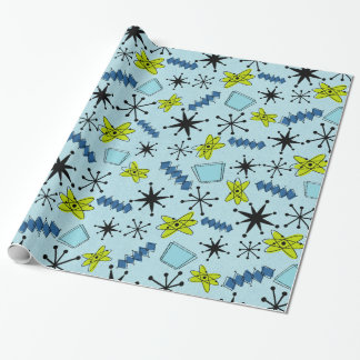 Atomic Blues and Green on Blue Large Scale Wrapping Paper