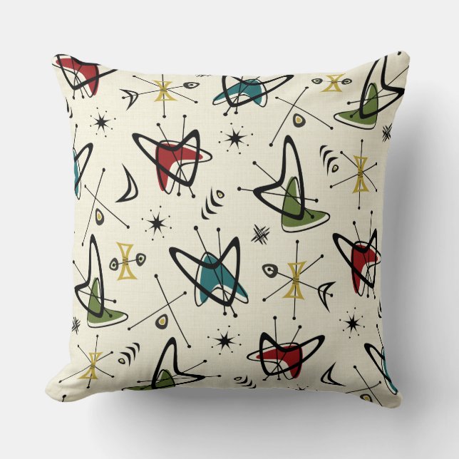 Atomic Boomerang Flashback ©studioxtine Throw Pillow (Front)