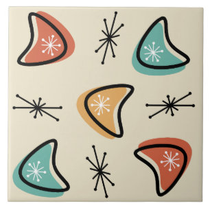 Atomic Boomerangs Starbursts Multicolored Tile