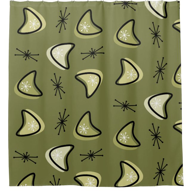 Atomic Boomerangs Starbursts Olive Green (Front)