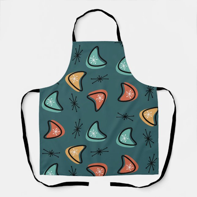 Atomic Boomerangs Starbursts Teal Apron (Front)