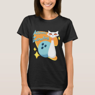 Atomic Cat in Mid-Century Modern Bowling Design T-Shirt