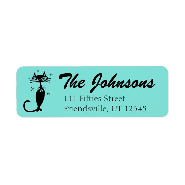 Atomic Cat Retro Aqua Return Address Labels (Front)