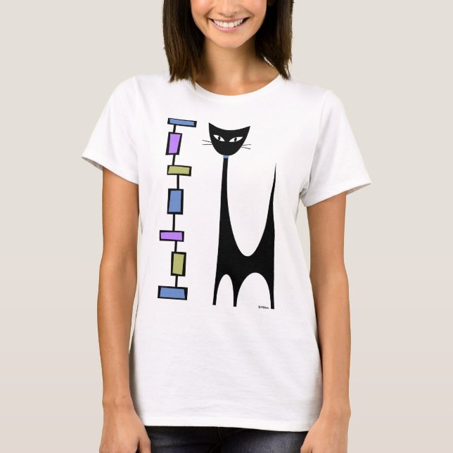 Atomic Cat with Mod Rectangles 2 T-Shirt (Front)