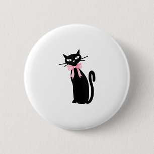 Atomic Cat With Pink Bow Cat Girly Clean Girl Kitt 2 Inch Round Button