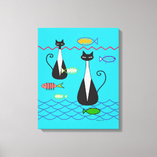 Atomic Cats Fishing Canvas Print