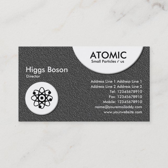 Atomic Circles - Dark Grey Embossed Texture Business Card (Front)